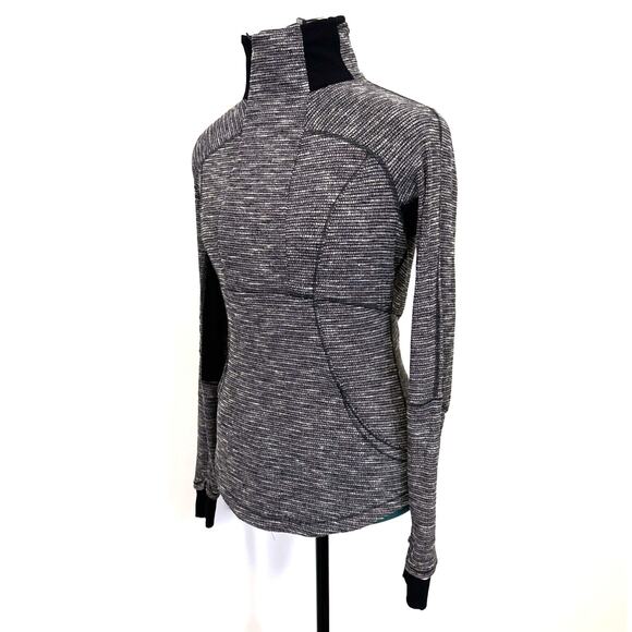 Lululemon Base Runner Half 1/2 Zip Pullover Vented Coco‎ Pique Black Sz 6 W3C39S - Picture 4 of 10